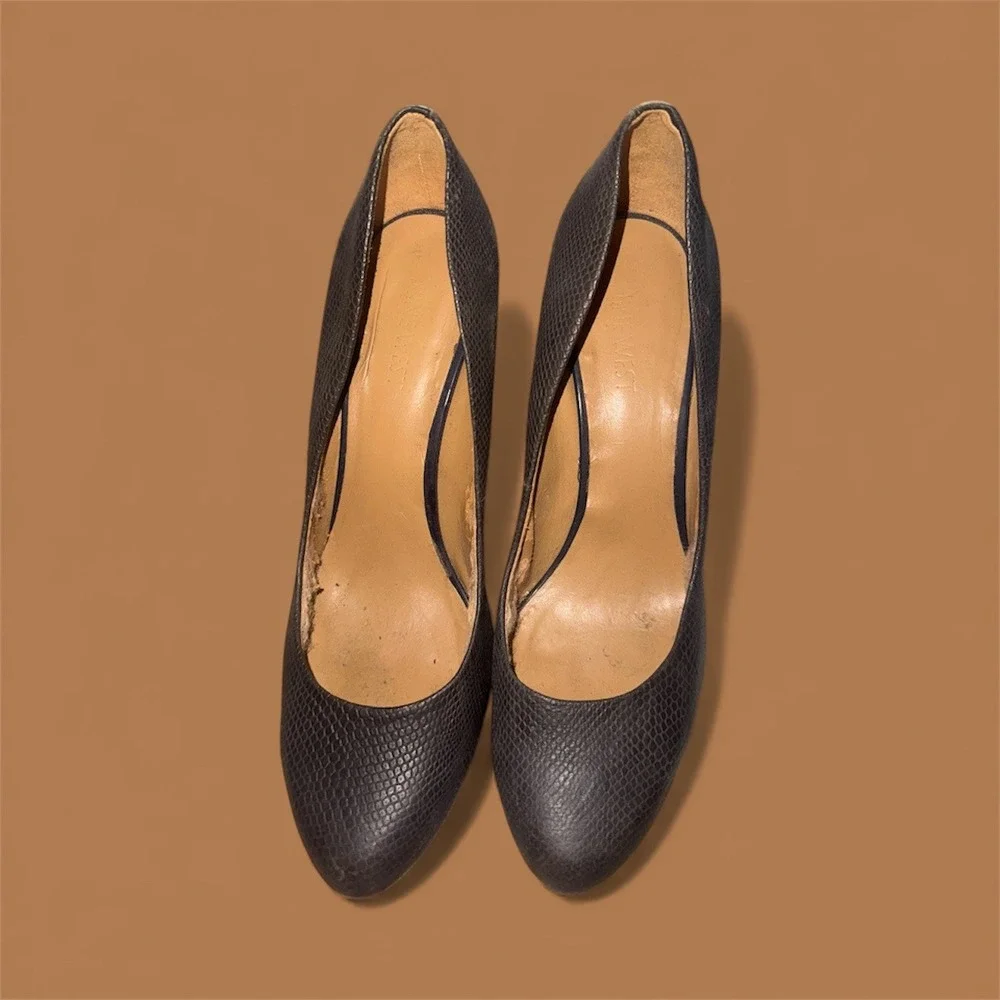 Nine West Women's Black Embossed Leather Pointed Toe High Heel‎ Pumps Size 8 5M